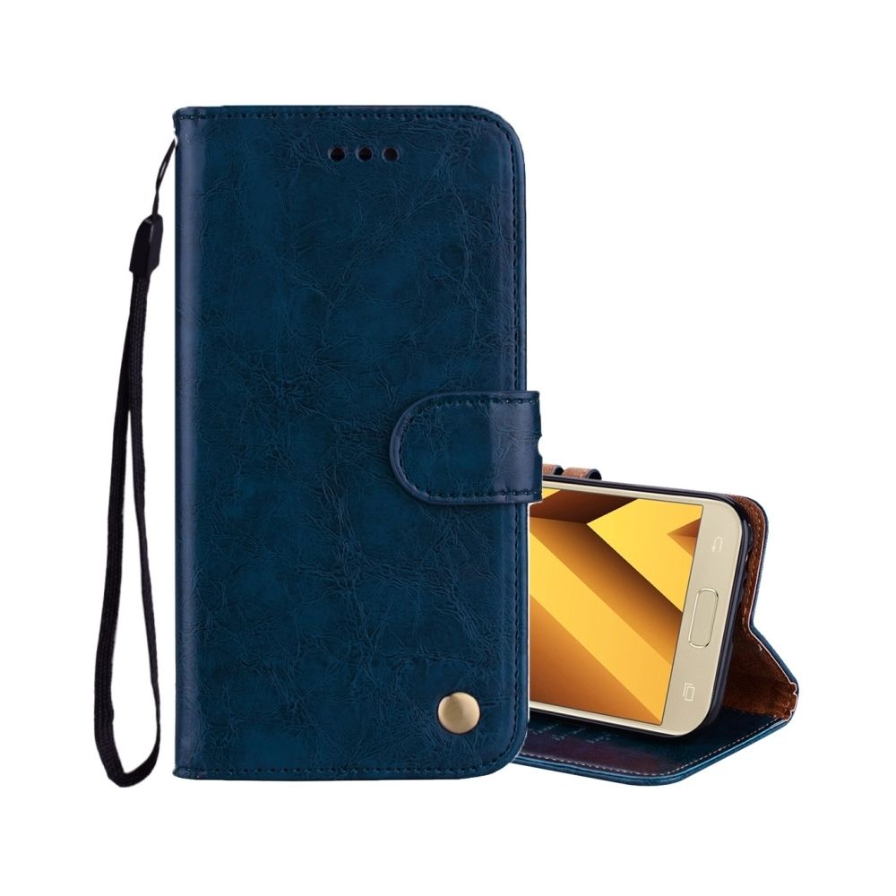 Wewoo - Housse Étui bleu pour Sumsung Galaxy A5 2017 Business style huile cire horizontale flip en cuir avec titulaire et fentes cartes porte-monnaie - Coque, étui smartphone
