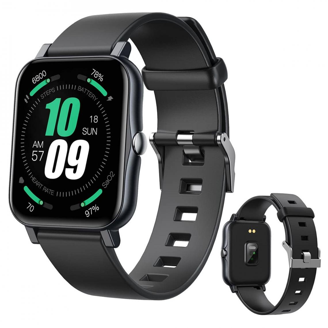 Chronotech Montres - Smartwatch, fitness tracker with body temperature, heart rate, blood pressure, blood oxygen(black) - Montre connectée
