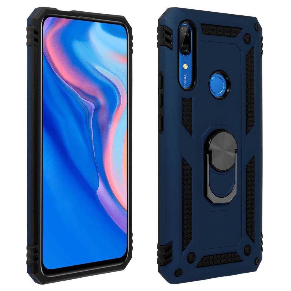 Avizar - Coque Huawei P Smart Z/Y9 Prime 2019/Honor 9X Bi matière Bague Support bleu nuit - Coque, étui smartphone
