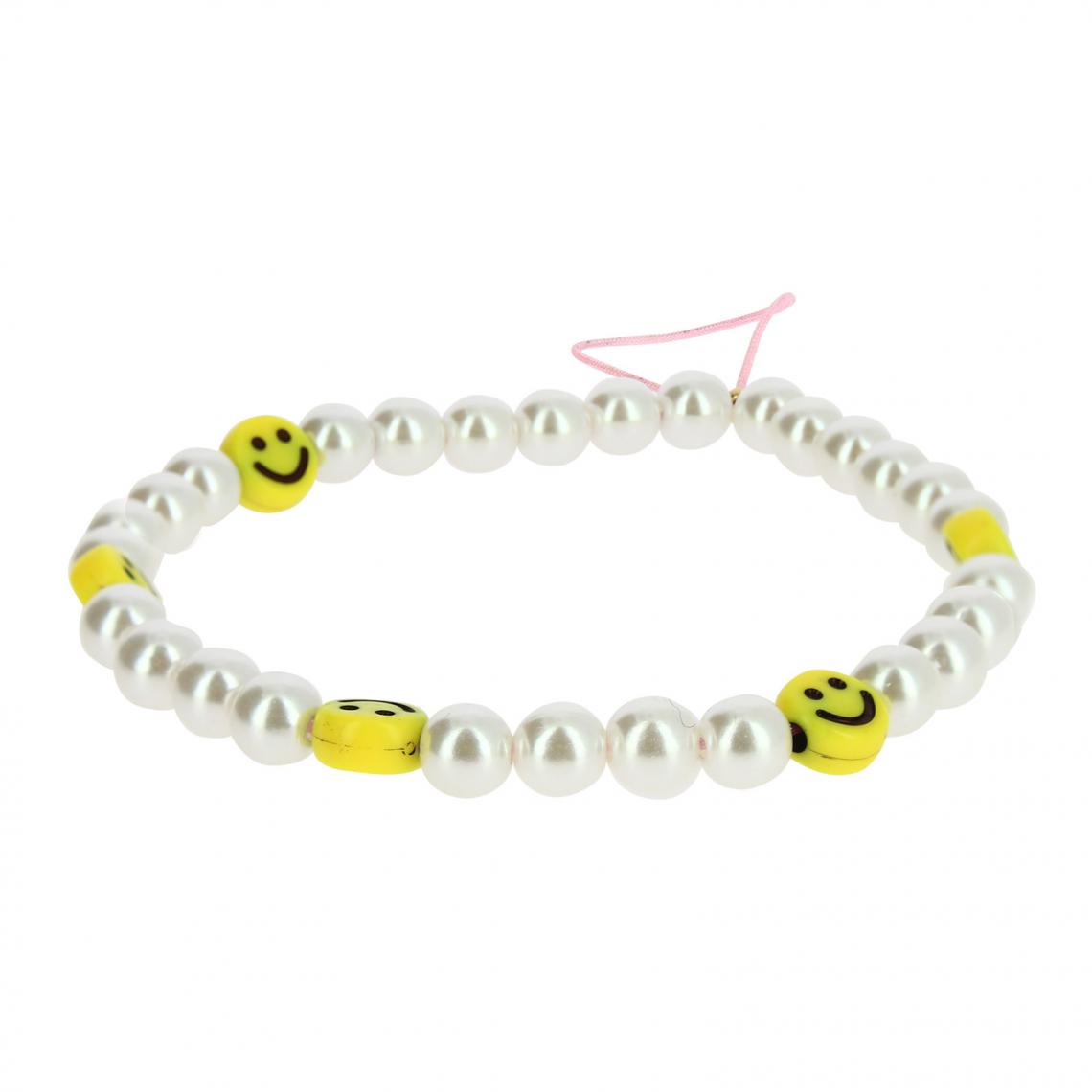 Avizar - Bijou de Téléphone Bracelet à Perles et Smiley jaunes Collection Smile - Autres accessoires smartphone