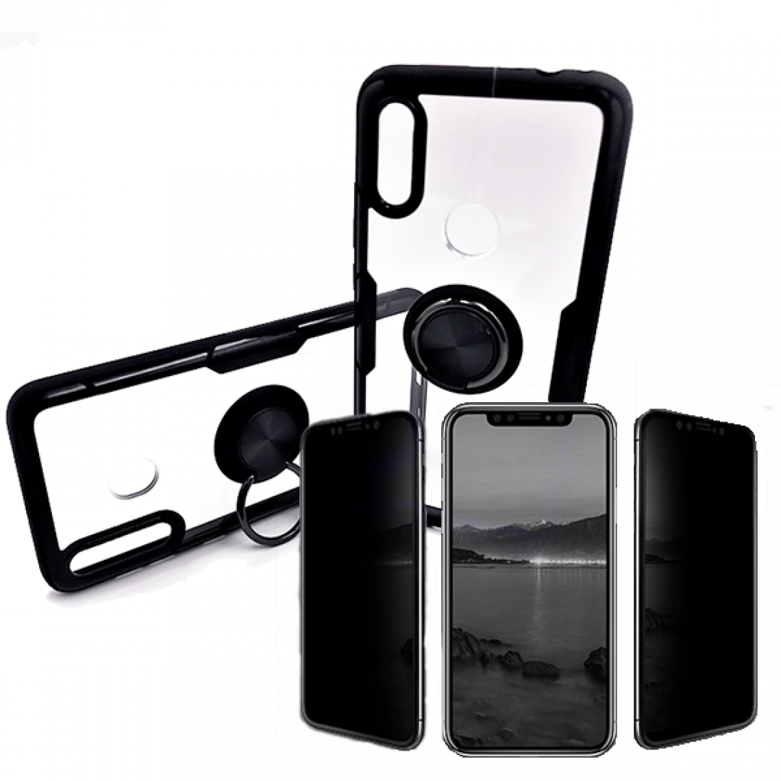 Phonecare - Kit de Verre Trempé 5D Anti-Spy / Intimité + Coque 3x1 Clear Armor Samsung M30 - Coque, étui smartphone