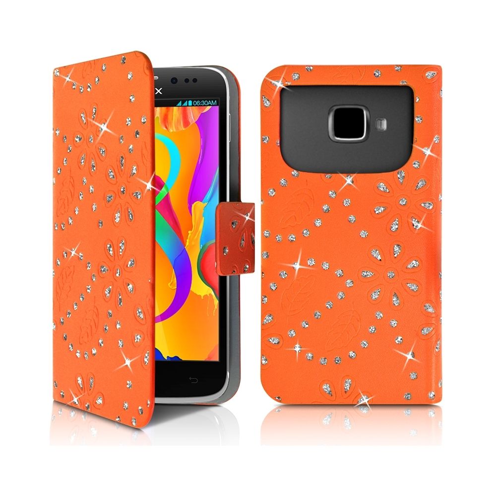 Karylax - Housse Coque Etui Portefeuille Motif Diamant Universel XL couleur orange pour Infinix Alpha 8 - Autres accessoires smartphone