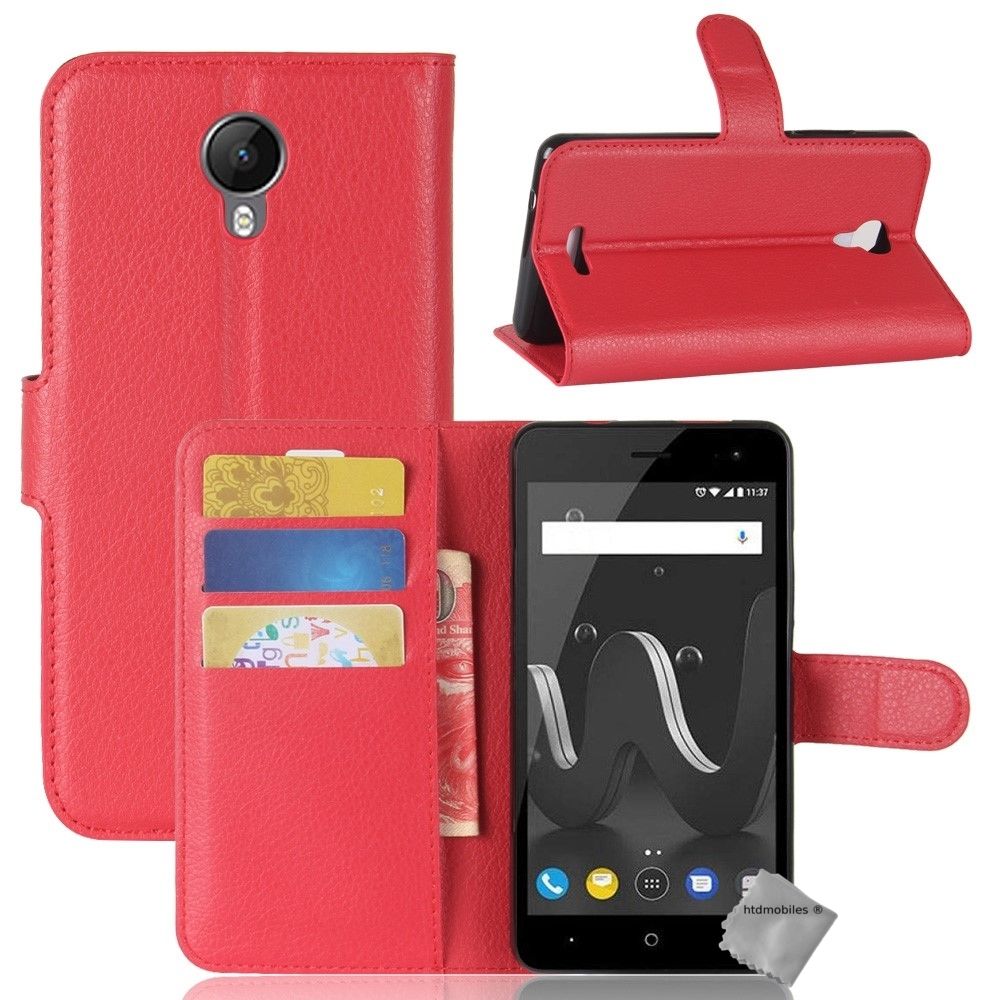 Htdmobiles - Housse etui coque pochette portefeuille pour Wiko Jerry 2 + film ecran - ROUGE - Autres accessoires smartphone