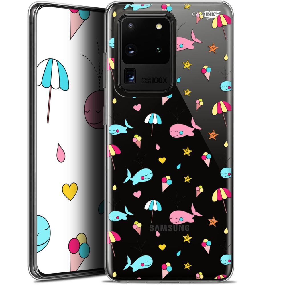 Caseink - Coque arrière Samsung Galaxy S20 Ultra (6.9 ) Gel HD [ Nouvelle Collection - Souple - Antichoc - Imprimé en France] Baleine à la Plage - Coque, étui smartphone