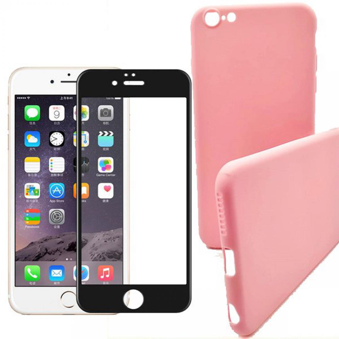 Phonecare - Kit de Verre Trempé 5D Full Cover + Coque Silicone Liquide Rose - Iphone 6 Plus - Coque, étui smartphone