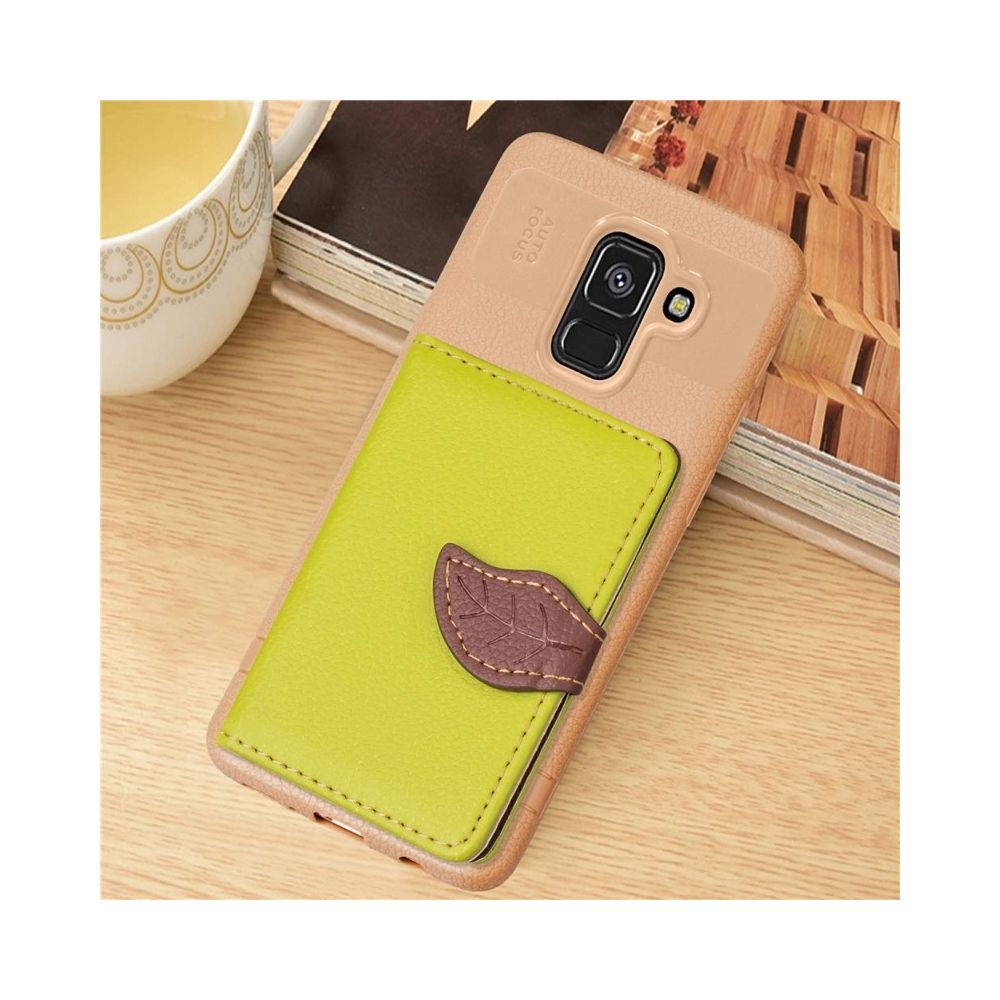 Wewoo - Housse en cuir magnétique de style feuille pour Galaxy A8 + 2018, avec porte-monnaie & fentes cartes & & cadre photo vert - Coque, étui smartphone