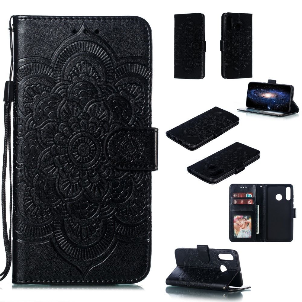 marque generique - Etui en PU fleur de mandala noir pour votre Huawei P30 Lite/Nova 4e - Coque, étui smartphone