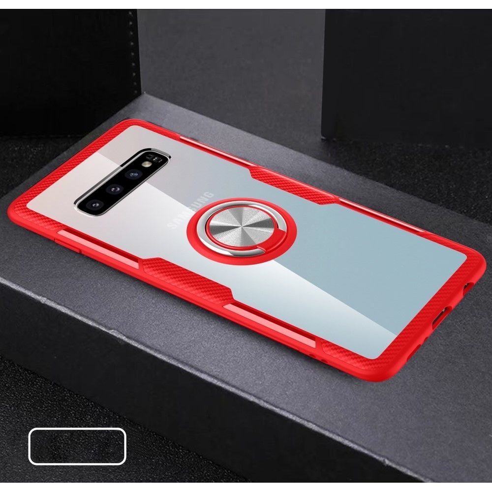 marque generique - Coque en TPU finger ring kickstand verre hybride rouge pour votre Samsung Galaxy S10 Plus - Coque, étui smartphone