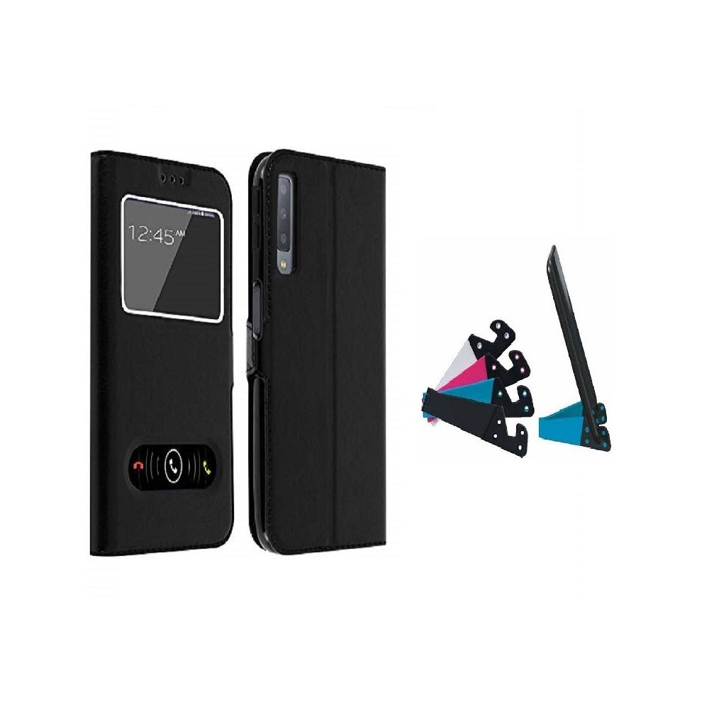 marque generique - Etui Housse Coque Protection fenetre Noir pour Samsung Galaxy A70 + 1 support - Coque, étui smartphone