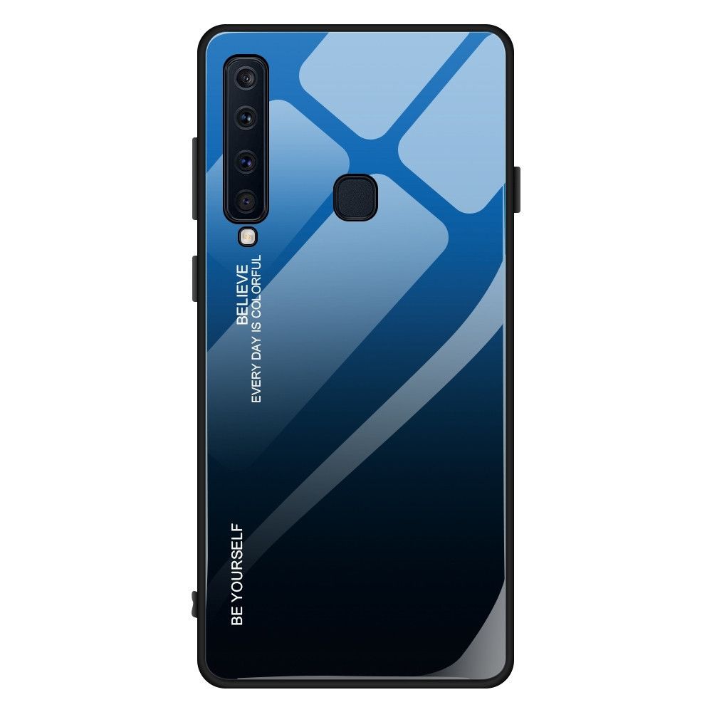 Wewoo - Coque Pour Galaxy A9 2018 étui en verre de couleur dégradée bleu - Coque, étui smartphone
