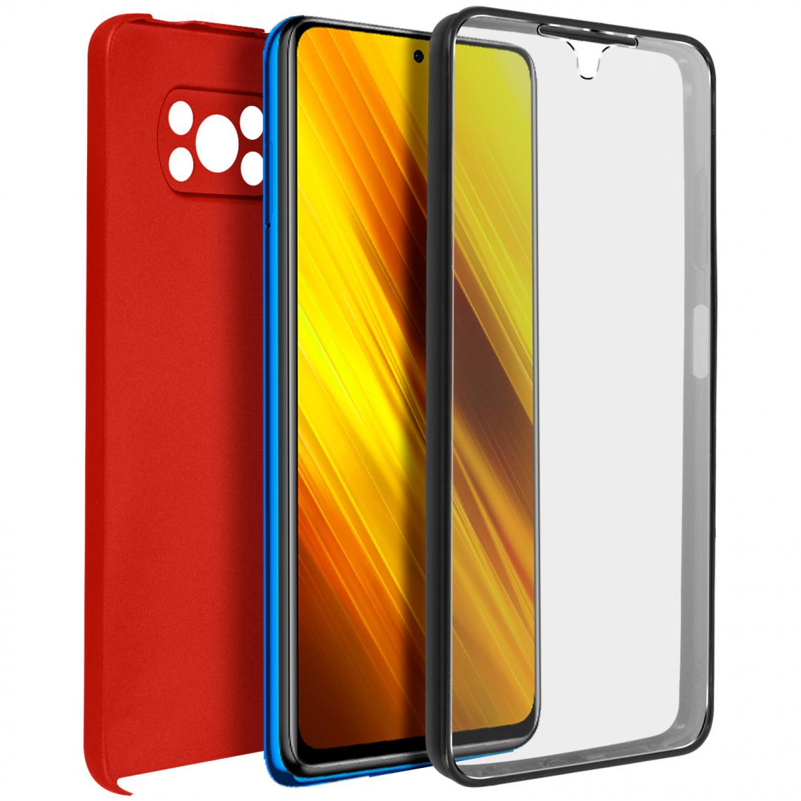 Avizar - Coque Xiaomi Poco X3 et X3 Pro Protection Arrière Rigide et Avant Souple rouge - Coque, étui smartphone