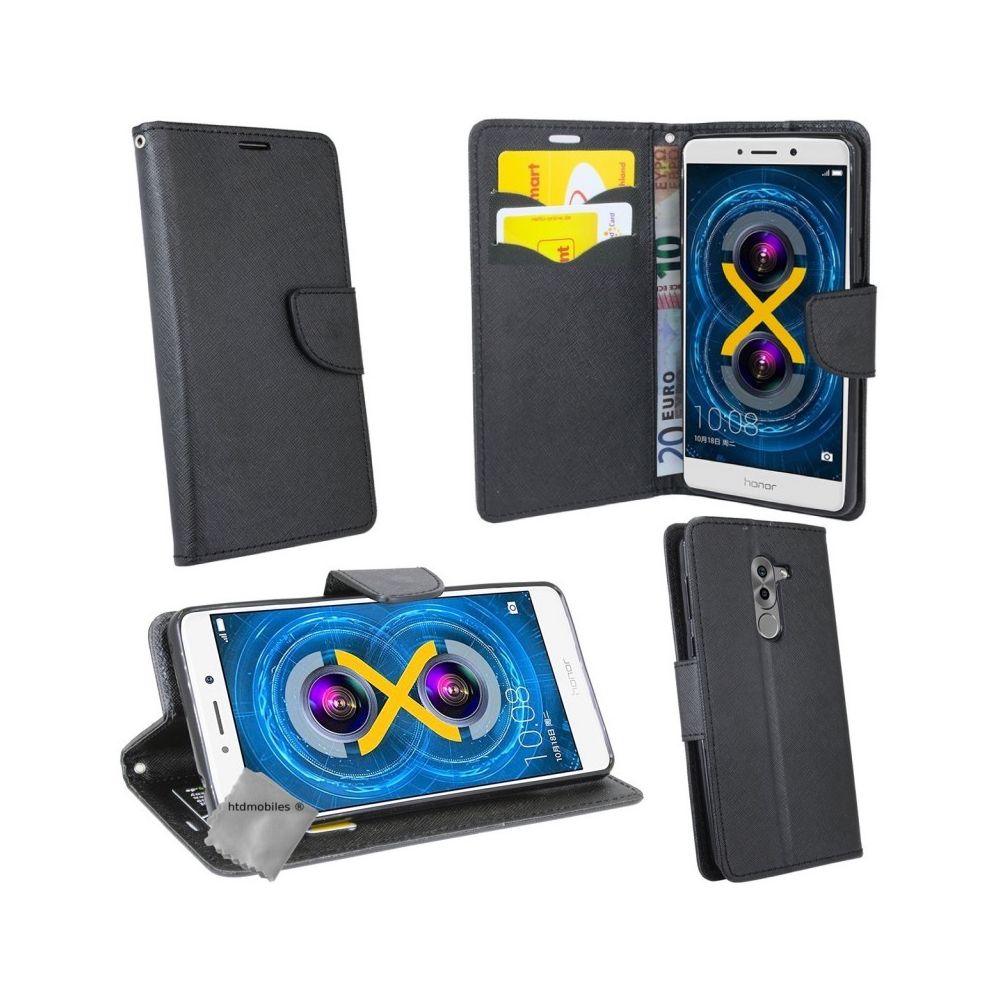 Htdmobiles - Housse etui coque pochette portefeuille pour Huawei Honor 6X Pro + verre trempe - NOIR / NOIR - Autres accessoires smartphone