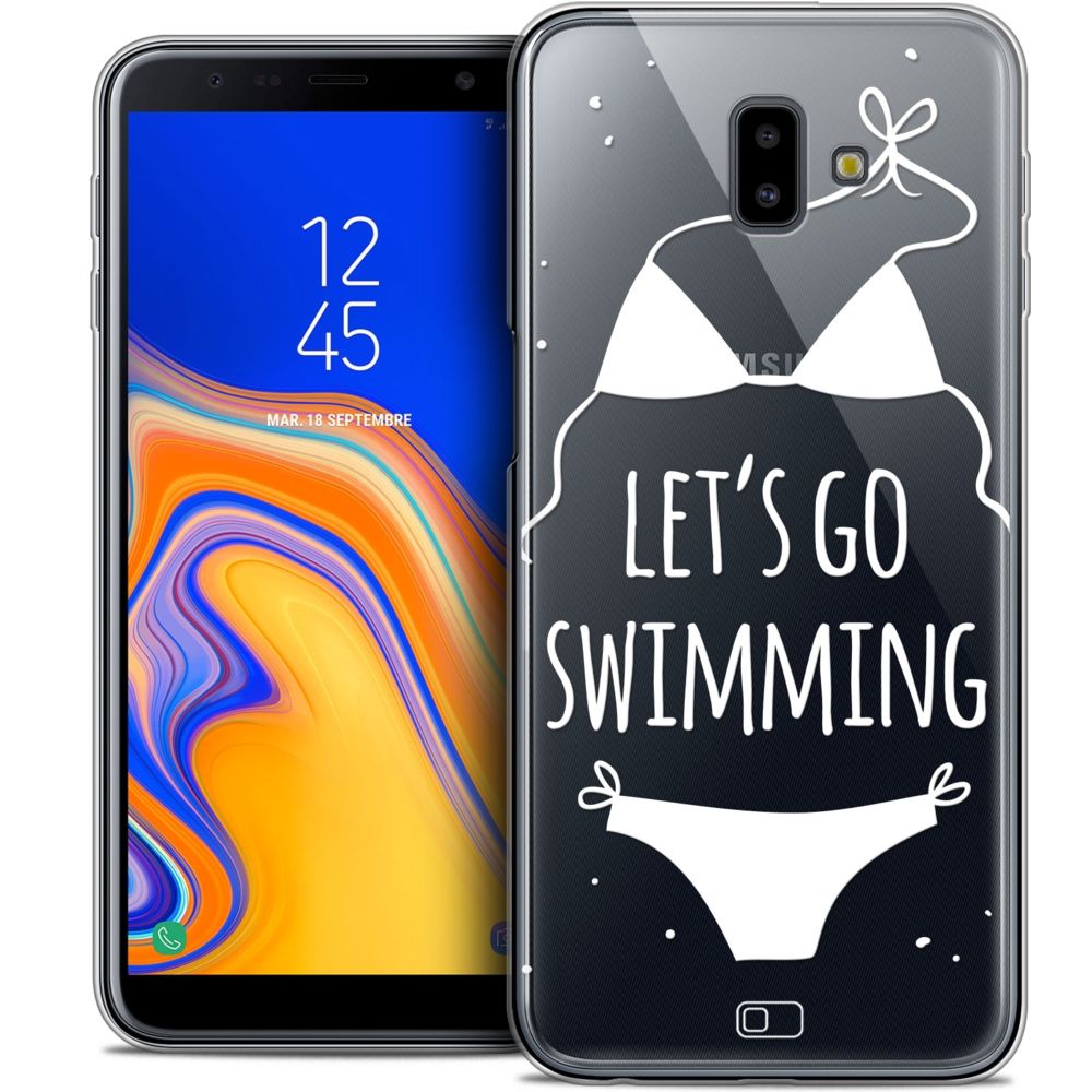 Caseink - Coque Housse Etui Pour Samsung Galaxy J6 Plus J6+ (6.4 ) [Crystal Gel HD Collection Summer Design Let's Go Swim - Souple - Ultra Fin - Imprimé en France] - Coque, étui smartphone