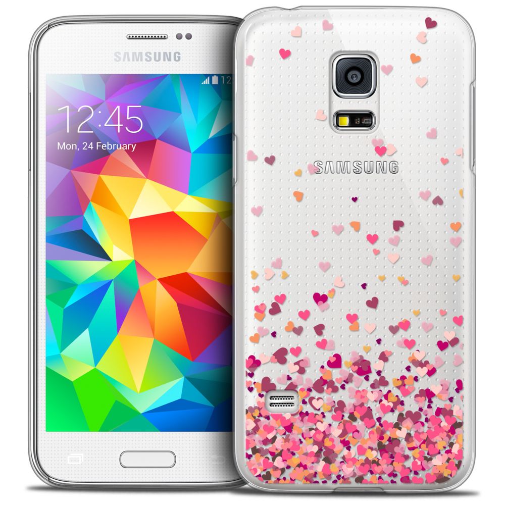 Caseink - Coque Housse Etui Samsung Galaxy S5 [Crystal HD Collection Sweetie Design Heart Flakes - Rigide - Ultra Fin - Imprimé en France] - Coque, étui smartphone