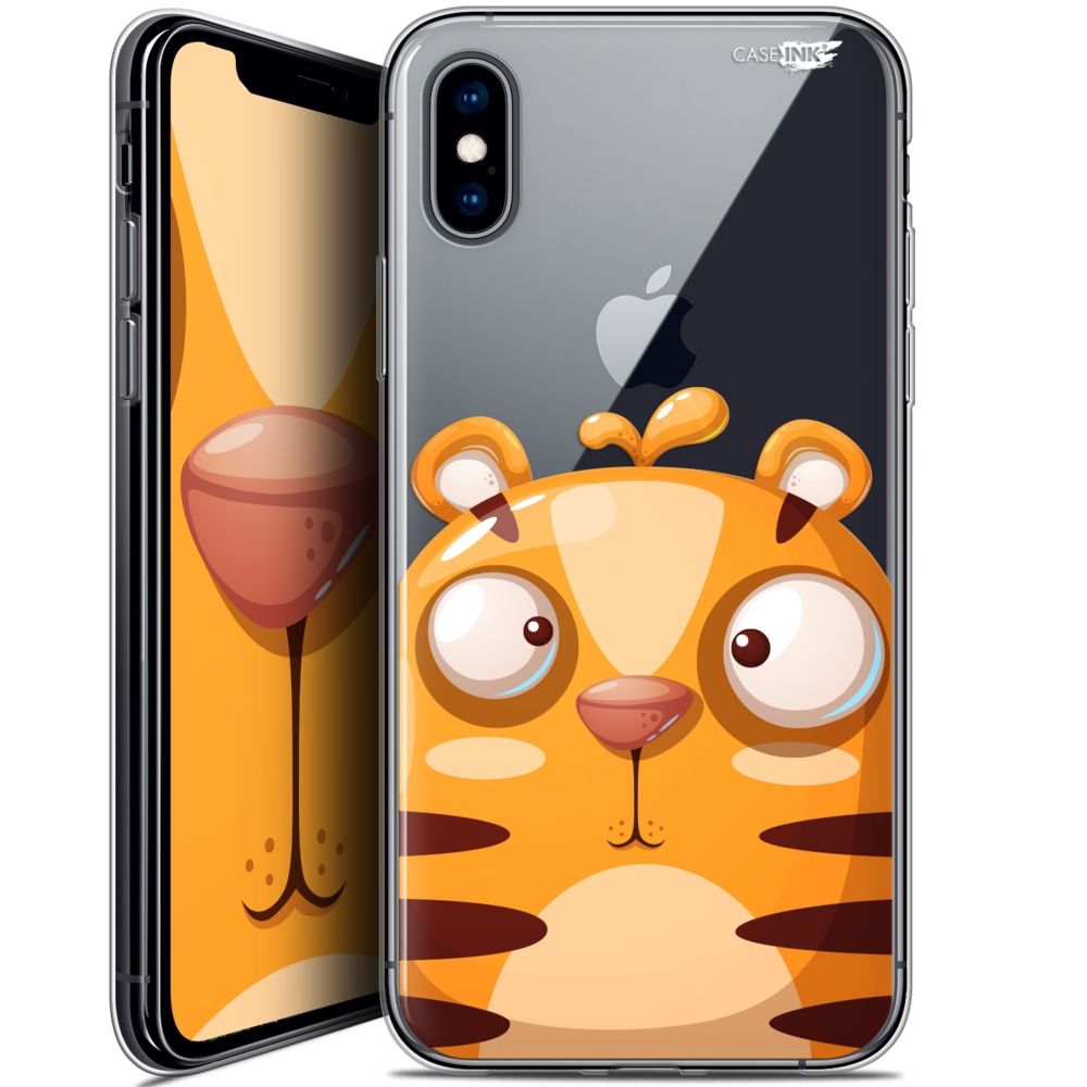 Caseink - Coque arrière Apple iPhone Xs / X (5.8 ) Crystal Gel HD [ Nouvelle Collection - Souple - Antichoc - Imprimé en France] Cartoon Tiger - Coque, étui smartphone
