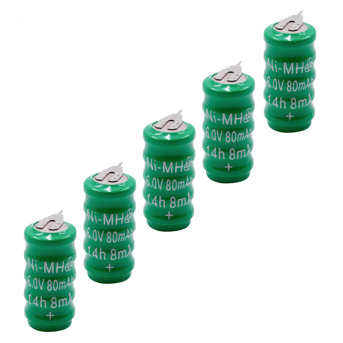 Vhbw - vhbw 5x NiMH pile bouton de remplacement pour type V80H 2 épingles 80mAh 6V convient pour les batteries de modélisme etc. - Autre appareil de mesure