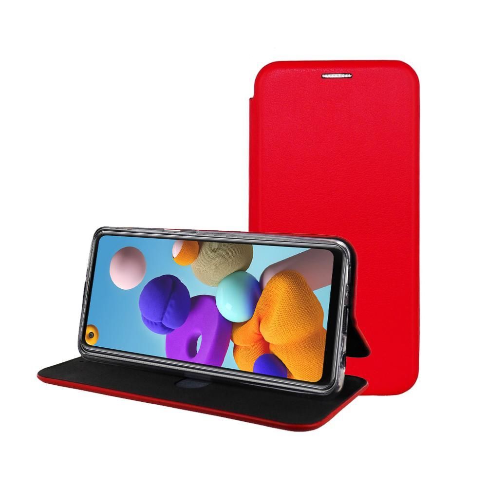 Inexstart - Etui Luxe Rabattable Rouge Simili Cuir Avec Support pour Samsung Galaxy A21S - Autres accessoires smartphone