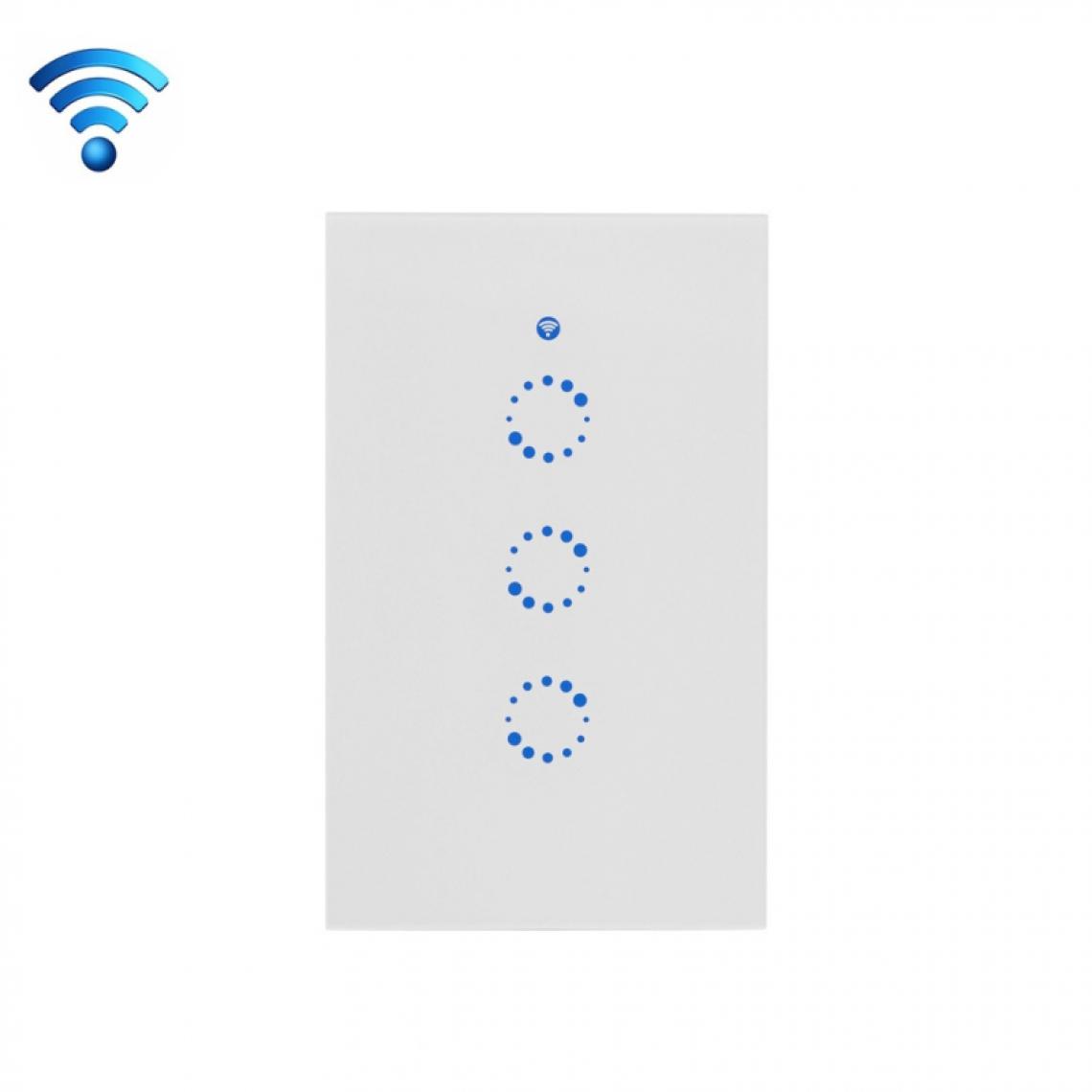 Wewoo - Interrupteur connecté sans fil Touch mural en verre trempé 3 voies, 3 3 voies tactile Smart Home, compatible avec Alexa et Google CA 90V-250V 2A, prise US - Box domotique et passerelle