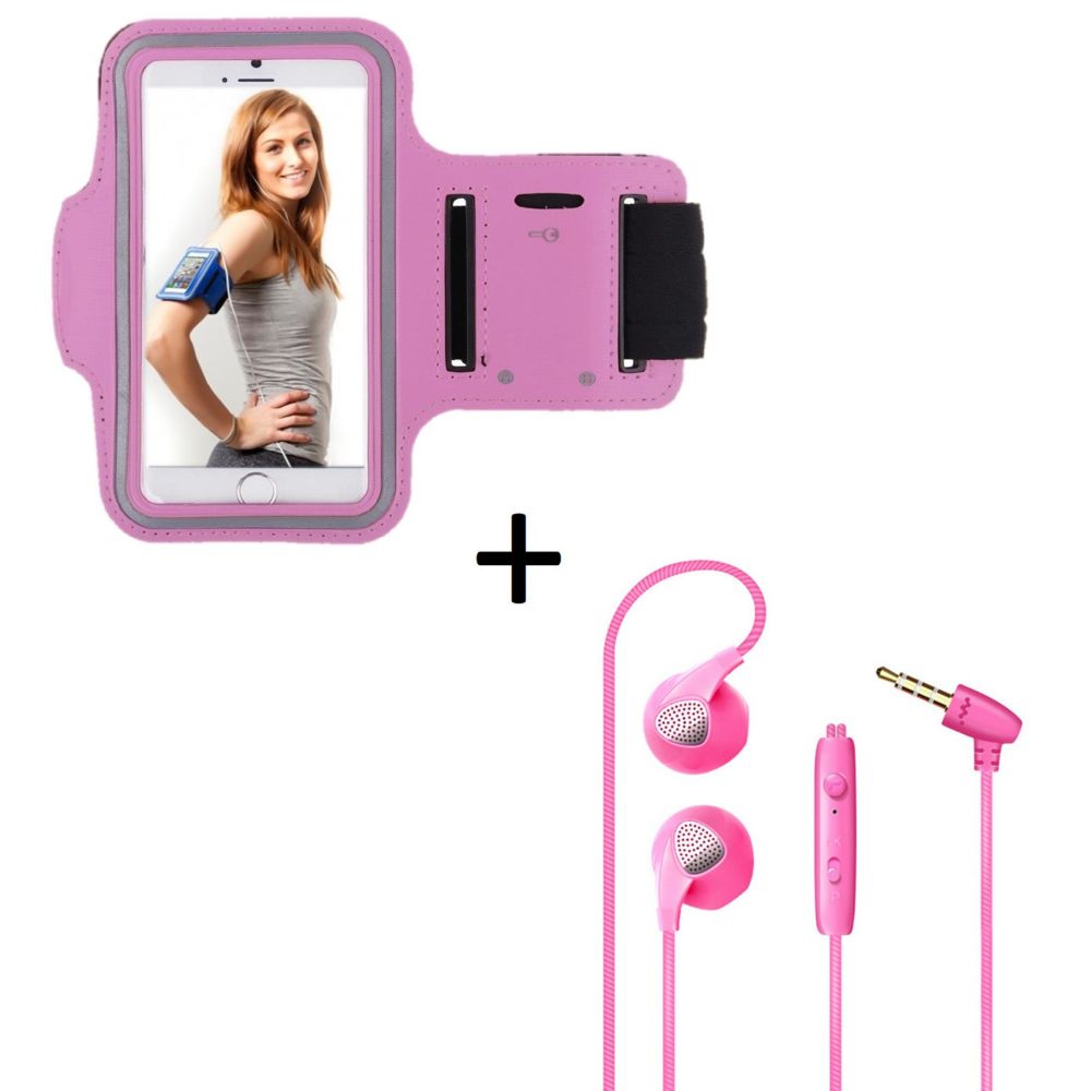 marque generique - Pack Sport pour WIKO Sunset Smartphone (Brassard de Sport + Ecouteurs Plat avec micro) Courir T3 (ROSE) - Autres accessoires smartphone