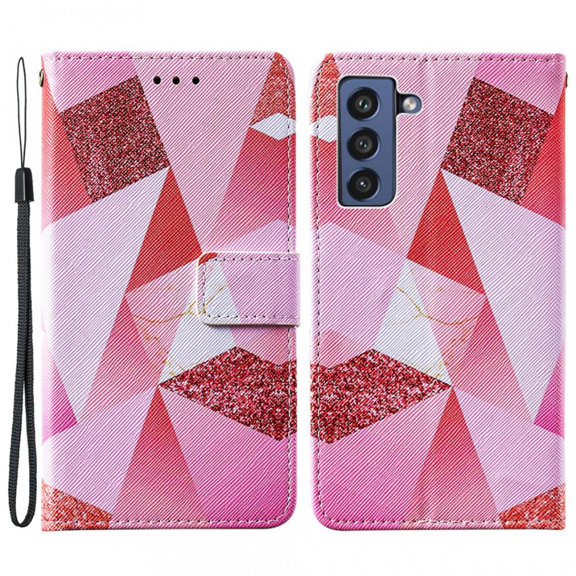Other - Etui en PU Impression de motifs de texture croisée avec support Losange rose pour votre Samsung Galaxy S21 FE/S21 Fan Edition - Coque, étui smartphone