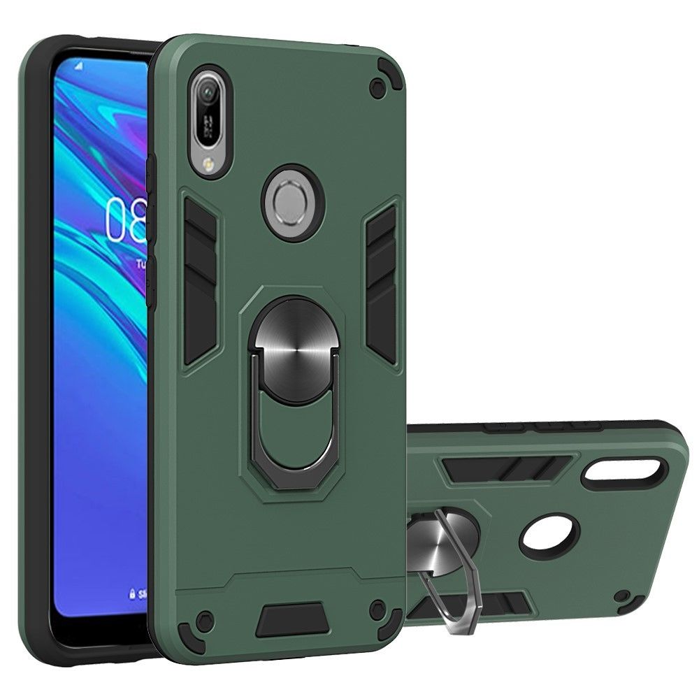 Generic - Coque en TPU détachable 2 en 1 avec béquille rotative vert pour votre Huawei Honor 8A/Y6 (2019) avec Fingerprint Sensor - Coque, étui smartphone