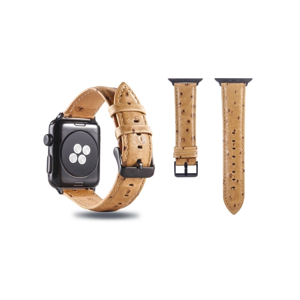 Wewoo - Bande de montre-bracelet en cuir véritable pour Apple Watch série 3 & 2 & 1 42mm marron clair - Accessoires Apple Watch