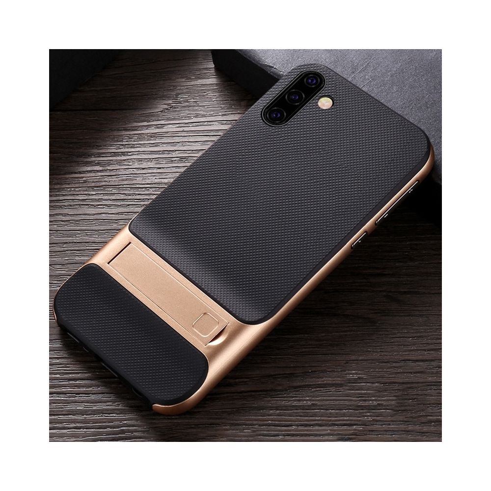 Wewoo - Housse Étui Coque Pour Galaxy Note10 Plaid Texture Antidérapant TPU + PC Case avec Support Or - Coque, étui smartphone