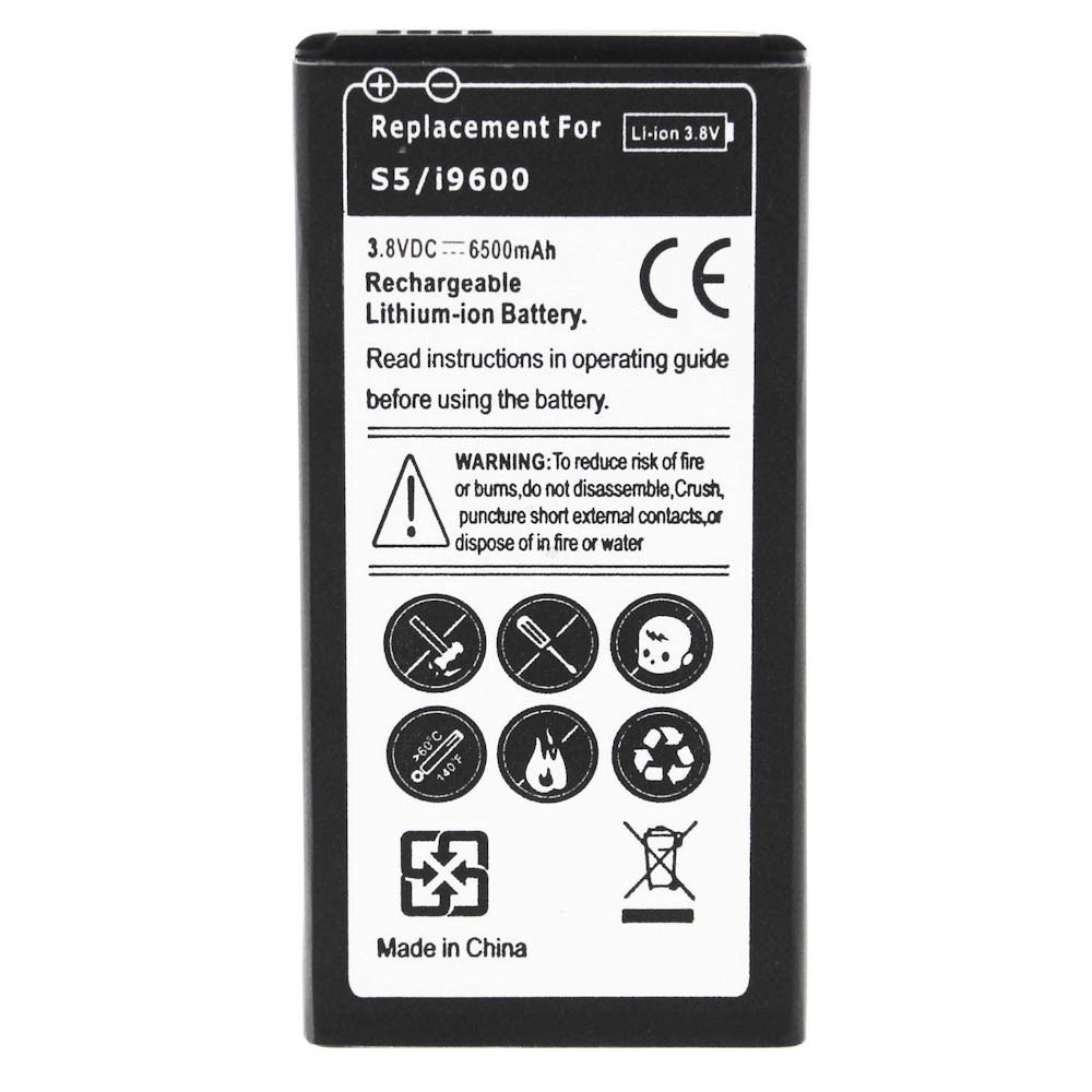 Avizar - Batterie Haute Capacité 6500mAh pour Samsung Galaxy S5 - Cache Batterie Blanc - Batterie téléphone