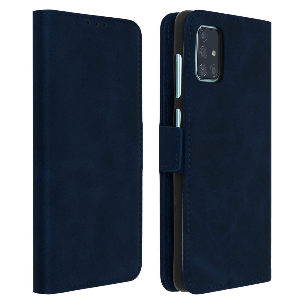 Avizar - Housse Samsung Galaxy A71 Étui Folio Porte-cartes Fonction Support Bleu nuit - Coque, étui smartphone