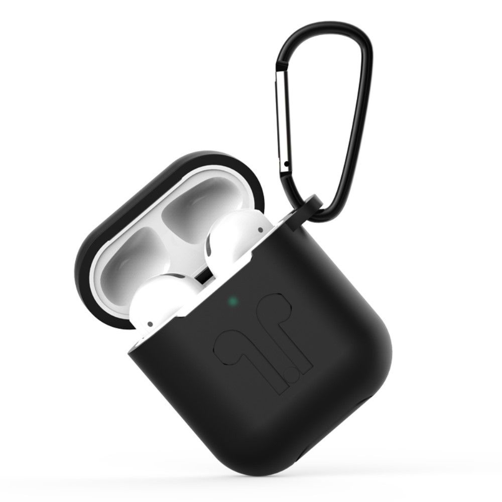 marque generique - Coque en silicone mini logo de mode concave anti-goutte avec mousqueton noir pour votre Apple AirPods (2016)/(2019) - Coque, étui smartphone