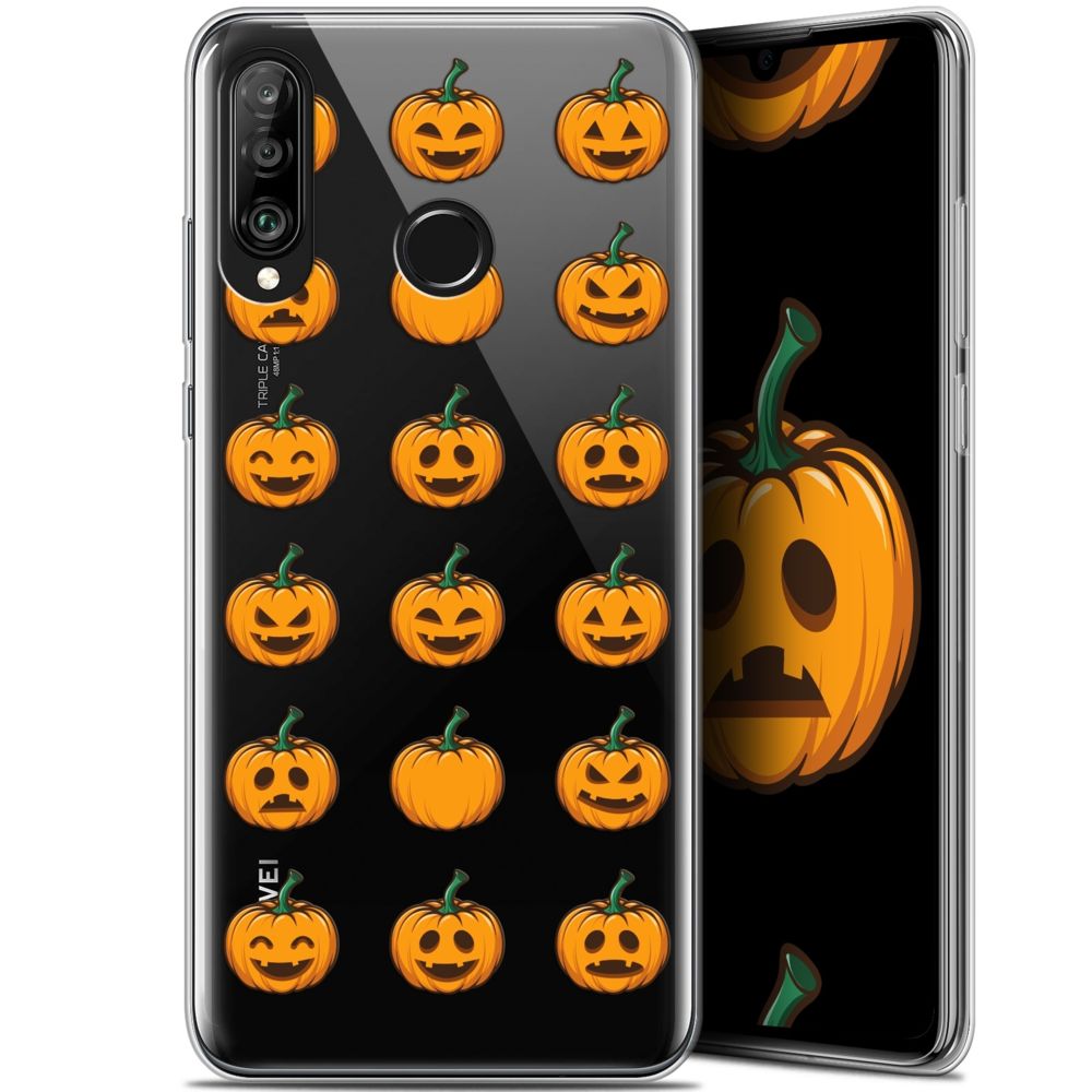 Caseink - Coque Pour Huawei P30 Lite (6.2 ) [Gel HD Collection Halloween Design Smiley Citrouille - Souple - Ultra Fin - Imprimé en France] - Coque, étui smartphone