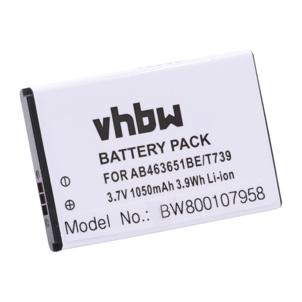 Vhbw - vhbw Li-Ion batterie 1050mAh (3.7V) pour téléphone smartphone Samsung S3650, S3650 Corby, S3830, S5260 II, S5500, S5550, S5550 Shark 2, S5560 - Batterie téléphone