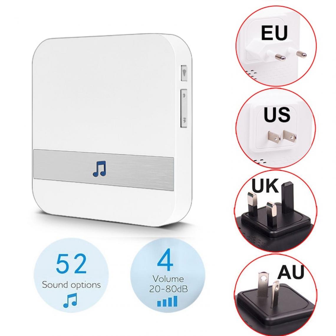 Universal - Porte étanche télécommandée sans fil WiFi(blanche) - Sonnette et visiophone connecté