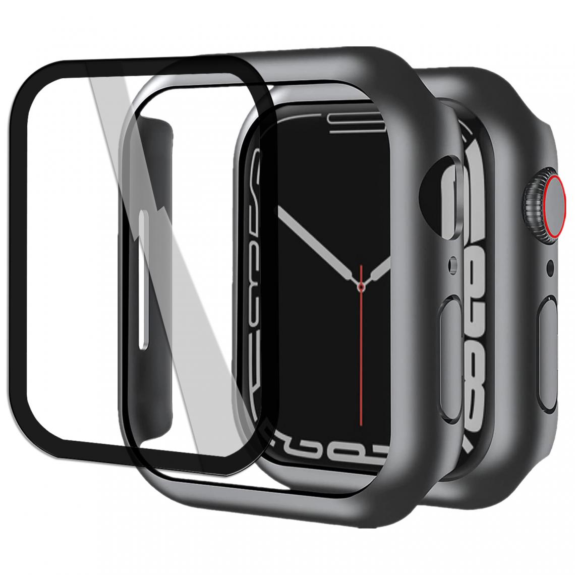 Visiodirect - Film protecteur verre trempé 3D incurvé pour Apple Watch Series 7 41mm + coque de protection noir - VISIODIRECT - - Coque, étui smartphone