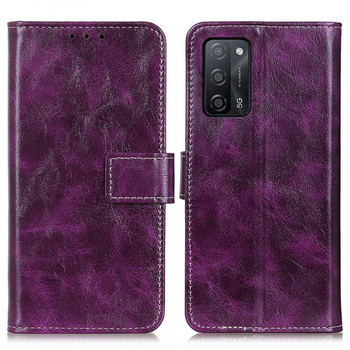 Other - Etui en PU Style rétro de texture de cheval fou avec support violet pour votre Oppo A55 5G/A53s 5G - Coque, étui smartphone