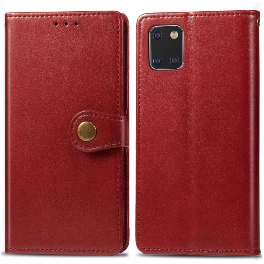 Wewoo - Housse Coque Pour Galaxy Note10 Lite / A81 / M60s Boucle en cuir de couleur unie rétro de protection téléphone portable avec cadre photo et fente carte et portefeuille et fonction de support rouge - Coque, étui smartphone