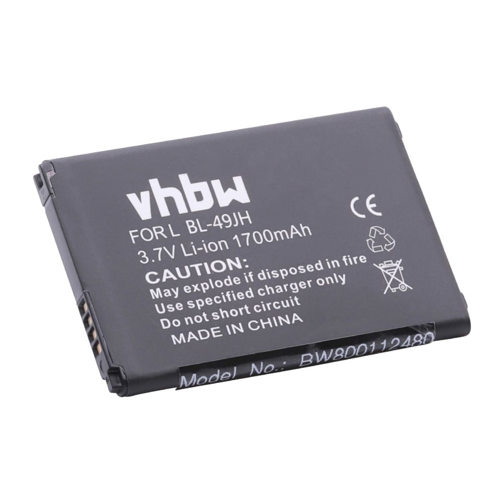 Vhbw - vhbw Li-Ion Batterie 1700mAh (3.7V) pour téléphone portable Smartphone LG K120, K120 Spree, K120AR, K120E, K121, K130, K130E, K4 comme BL-49JH. - Batterie téléphone