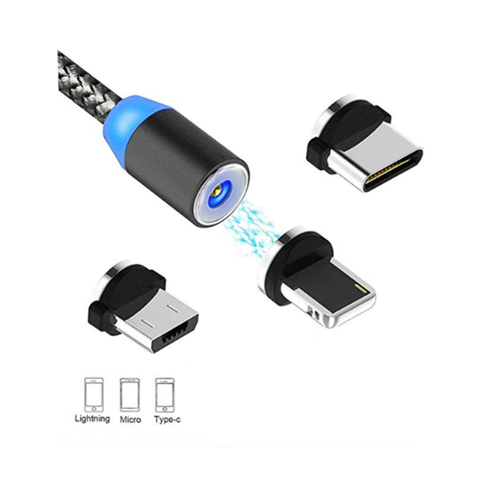 marque generique - YP Select Câble de charge magnétique USB, chargeur de câble multi 3-en-1 avec noir mené 2M - Autres accessoires smartphone