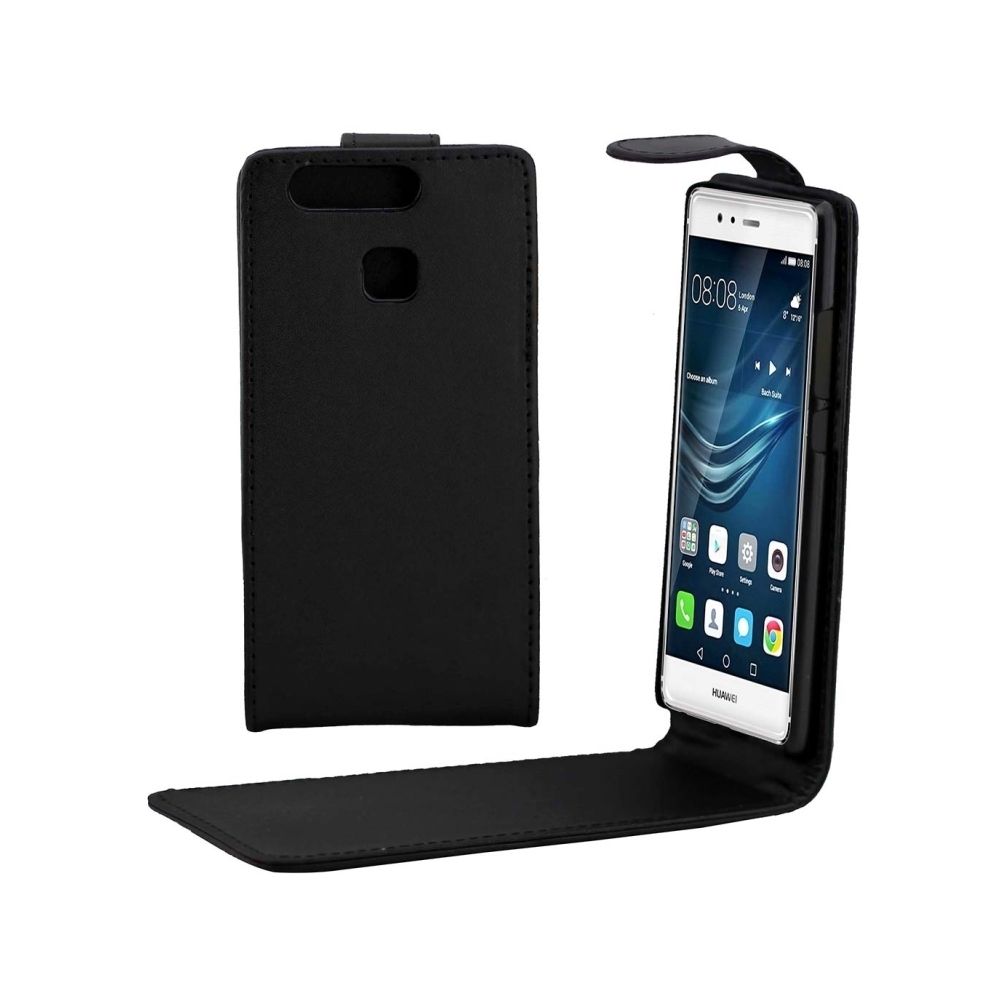 Wewoo - Housse Étui noir pour Huawei P9 Plain Texture verticale Flip en cuir taille sac avec boucle magnétique - Coque, étui smartphone