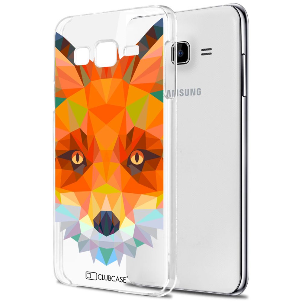 Caseink - Coque Housse Etui Samsung Galaxy J7 (J700) [Crystal HD Polygon Series Animal - Rigide - Ultra Fin - Imprimé en France] - Renard - Coque, étui smartphone