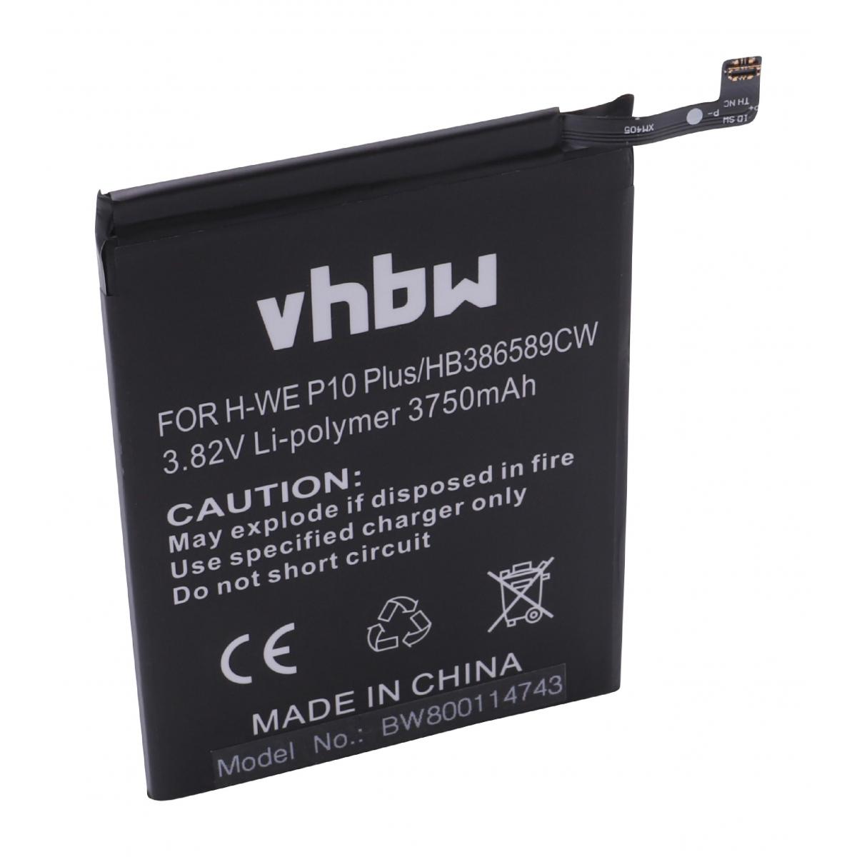 Vhbw - vhbw batterie compatible avec Huawei P10 Plus Premium Edition Dual, VKY-AL00, VKY-L09 smartphone (3750mAh, 3,82V, Li-polymère) - Batterie téléphone