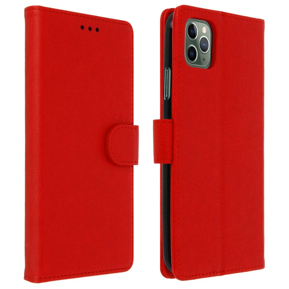 Avizar - Étui Apple iPhone 11 Pro Max Housse Intégrale Porte-carte Fonction Support Rouge - Coque, étui smartphone