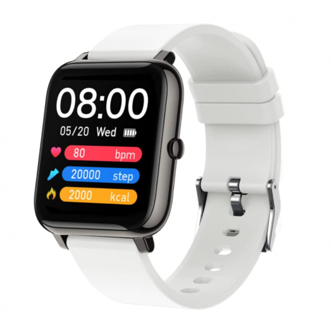 Chronotech Montres - Chronus Men's Ladies Smart Watch, Custom Dial IP67 Waterproof Smart Watch Fitness Watch, Sleep Monitoring Heart Rate Detection (White) - Montre connectée