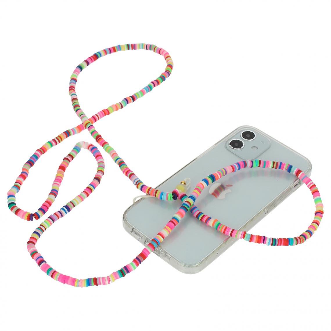 Avizar - Bijou de Téléphone Collier Perles Heishi 110cm Collection Heishi Multicolore - Autres accessoires smartphone