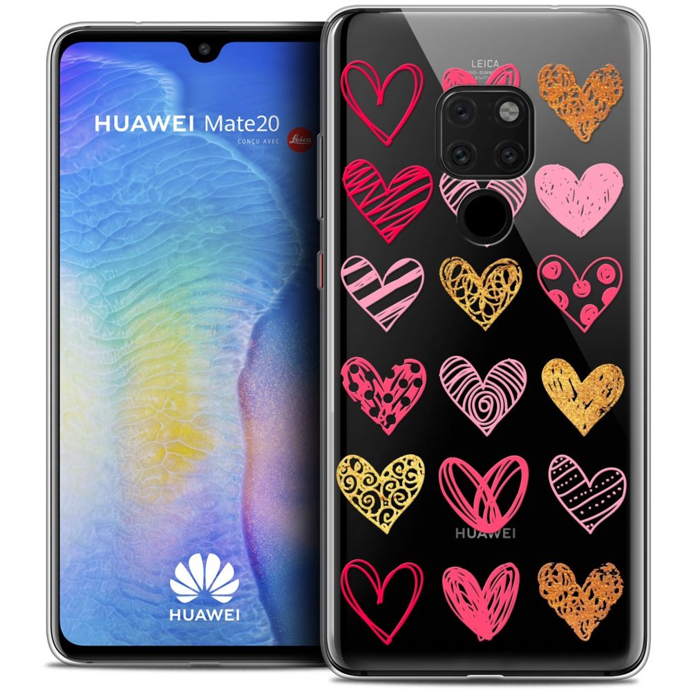 Caseink - Coque Housse Etui Huawei Mate 20 (6.5 ) [Crystal Gel HD Collection Sweetie Design Doodling Hearts - Souple - Ultra Fin - Imprimé en France] - Coque, étui smartphone