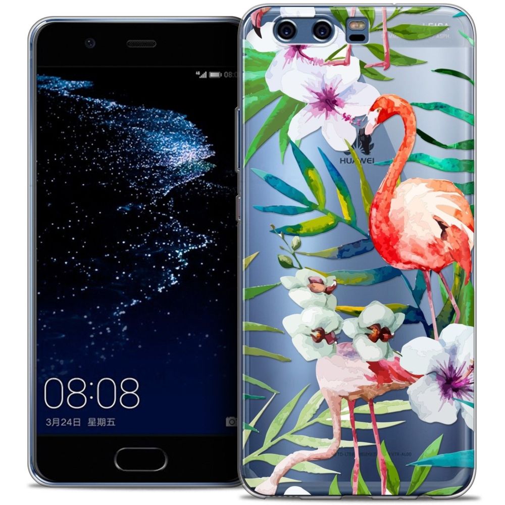 Caseink - Coque Housse Etui Huawei P10 [Crystal Gel HD Collection Watercolor Design Tropical Flamingo - Souple - Ultra Fin - Imprimé en France] - Coque, étui smartphone
