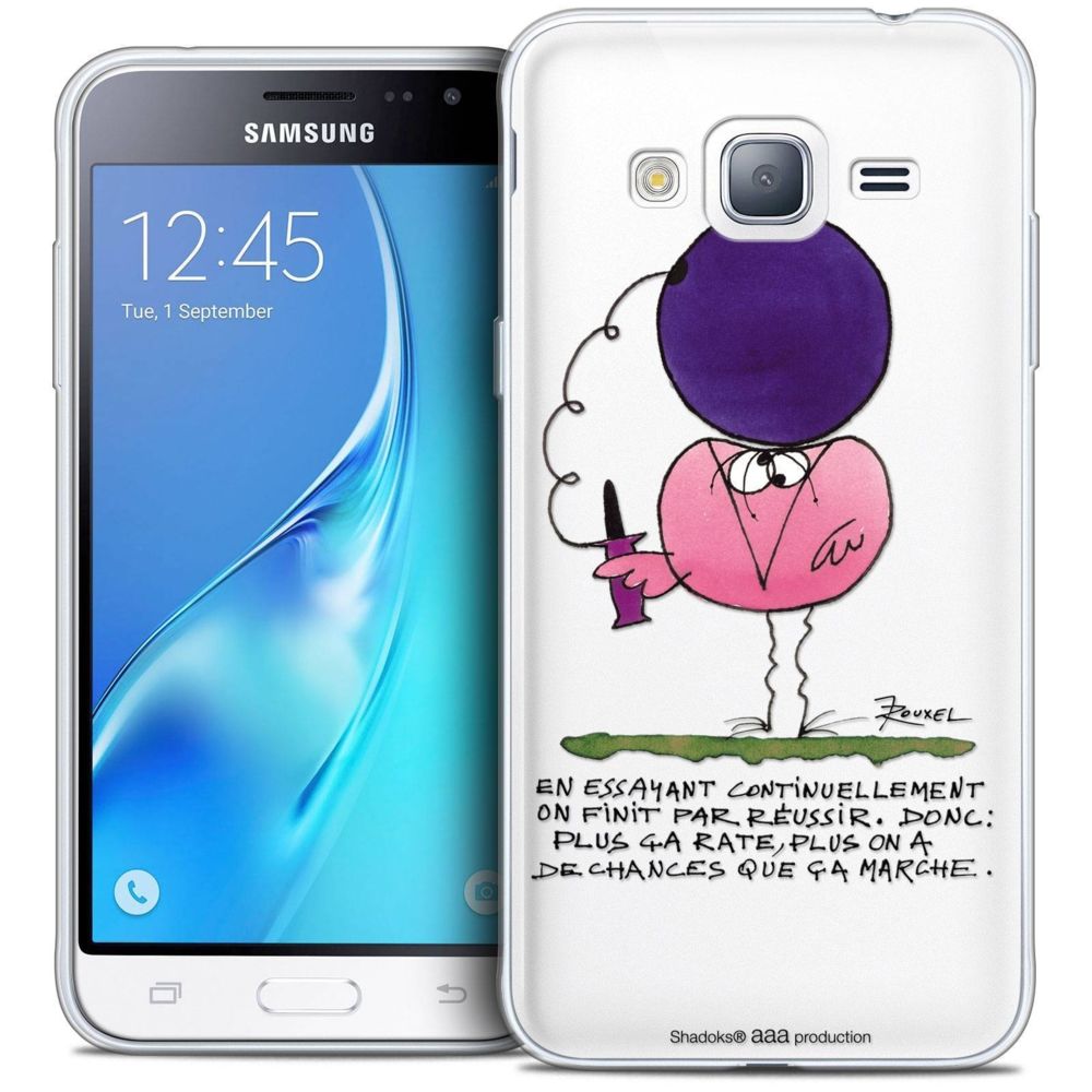 Caseink - Coque Housse Etui Samsung Galaxy J3 2016 (J320) [Crystal HD Collection Les Shadoks ? Design En Essayant - Rigide - Ultra Fin - Imprimé en France] - Coque, étui smartphone