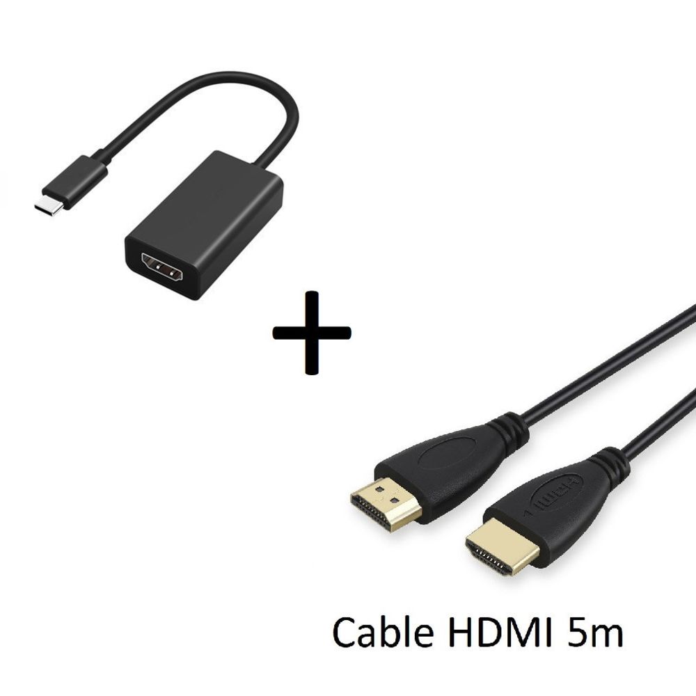 Shot - Pack HDMI pour iMAC APPLE (Cable HDMI 5m + Adaptateur Type C/HDMI) Gold 3D FULL HD 4K (NOIR) - Chargeur secteur téléphone