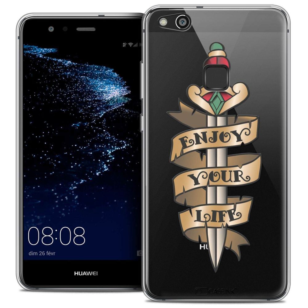 Caseink - Coque Housse Etui Huawei P10 LITE (5.2 ) [Crystal Gel HD Collection Tatoo Lover Design Enjoy Life - Souple - Ultra Fin - Imprimé en France] - Coque, étui smartphone