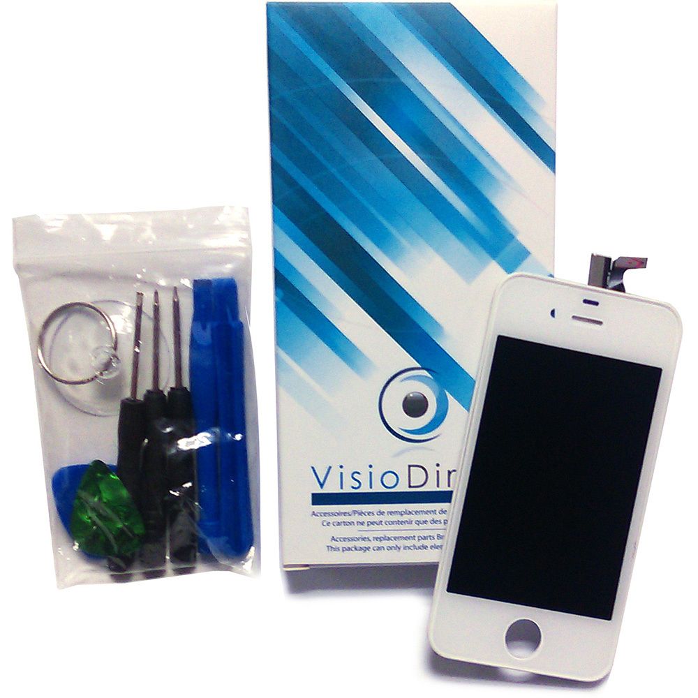 Visiodirect - Ecran complet pour Iphone 4S blanc vitre tactile + ecran LCD sur chassis + outil - Protection écran smartphone